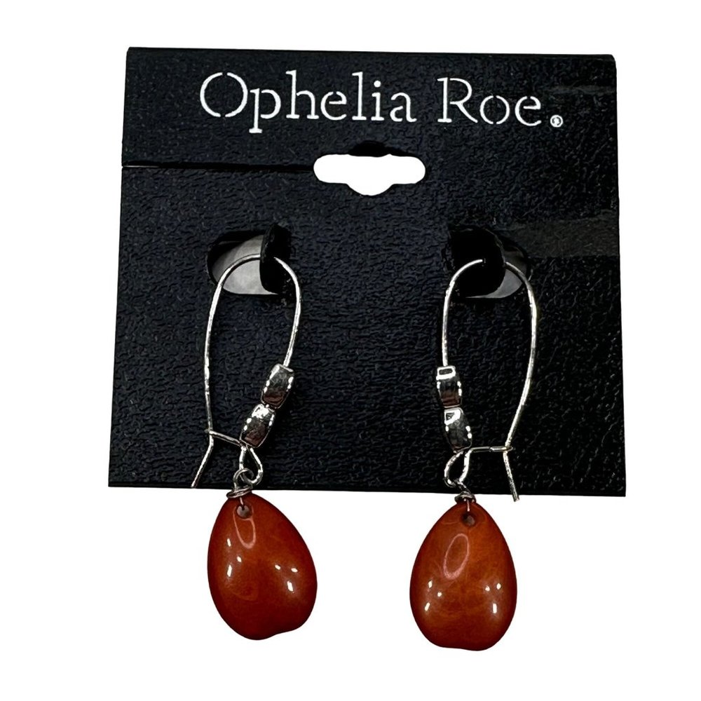Ophelia Roe Women's Dangly Single Teardrop Shaped Acrylic Wire Clasp Earrings
